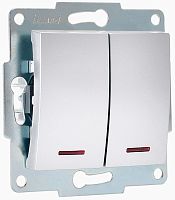 Выключатель с подсветкой без рамки Lezard Karina 2-кл. матовое серебро картинка